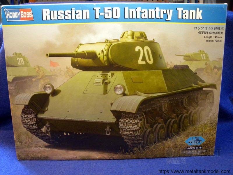 [开盒评测]HOBBYBOSS-1/35苏联T-50步兵坦克(83827)-封绘及简介