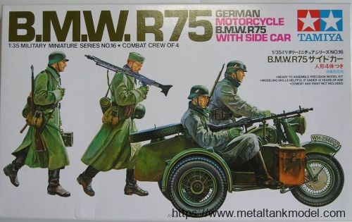 [开盒评测]田宫-1/35德国二战BMW带斗摩托及步兵(35016)-封绘及总览 - 第1张  | 制作坦克模型记录