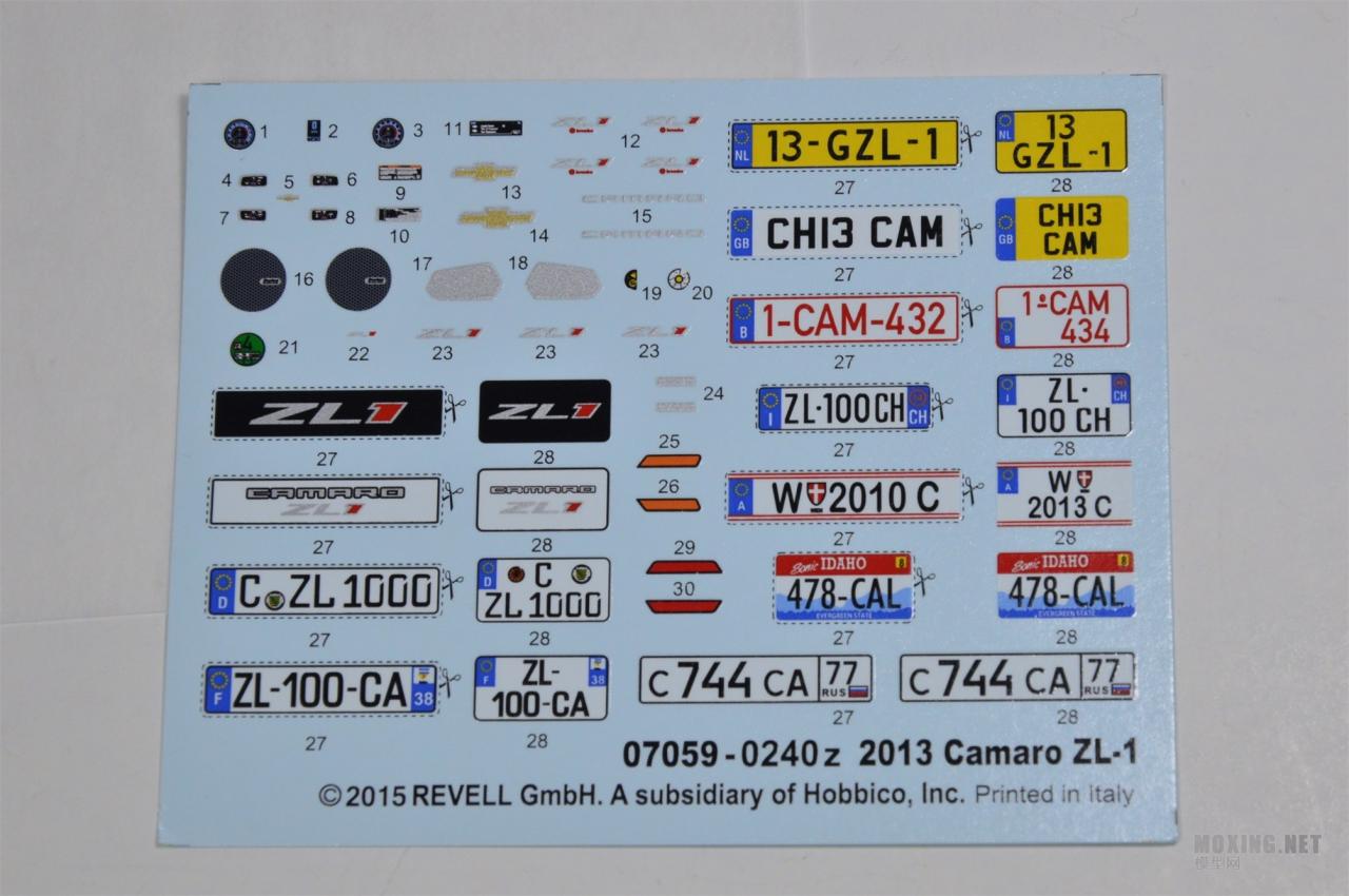 [模型网评测]威望(REVELL)-1/25 2013科迈罗(Camaro)ZL-1跑车(07059)-开盒简介 - 第20张  | 制作坦克模型记录