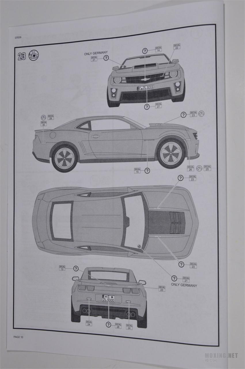 [模型网评测]威望(REVELL)-1/25 2013科迈罗(Camaro)ZL-1跑车(07059)-开盒简介 - 第10张  | 制作坦克模型记录